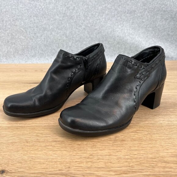 Clarks Womens Side Zip Ankle Boots Size 7.5 Black Heeled Booties Shoes Neutral - Picture 1 of 15